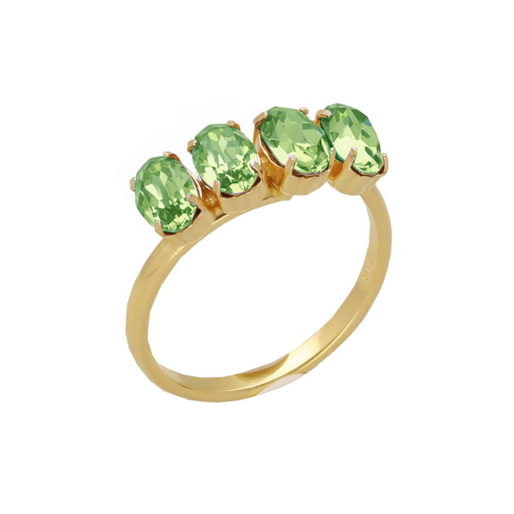 Δαχτυλίδι victoria cruz σειρέ από ασήμι 925 επιχρυσωμένο με μωβ οβάλ πέτρες