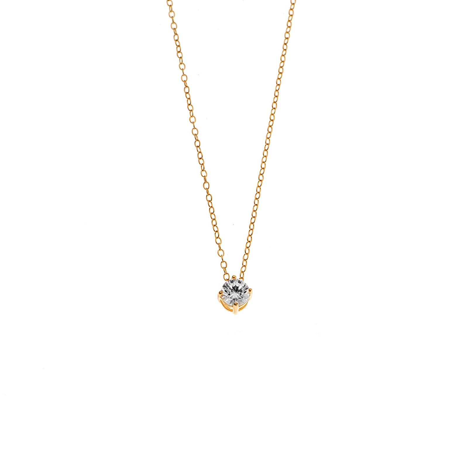 Μονοπέτρο Κολιέ Επιχρυσωμένο – Ασήμι 925