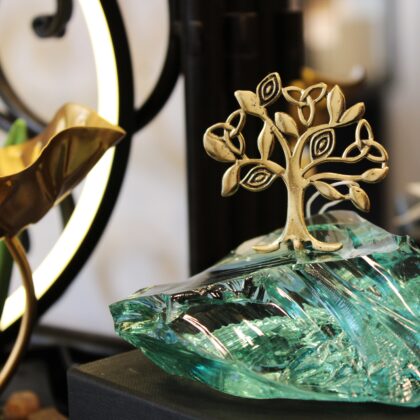 Γούρι Δεντρο της Ζωής με γαλαζοπράσινο γυαλί